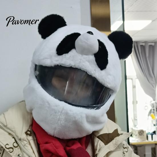 Motorbike Helmet Cover Motorcycle Full Face Decorative Head Ultra-Thick Protector Easy to Install Animal Plush Decoration Full-face Shield