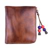 Head Layer Cowhide Wallet for Men, Vintage Vintage Vintage Tanned Leather Wallet for Women, Minimalist Japanese Zipper Wallet