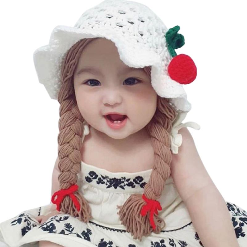 Kids Girl Cap Simulate Braid Ear Protection Hat For 1-6  Y  Baby Infants Toddler