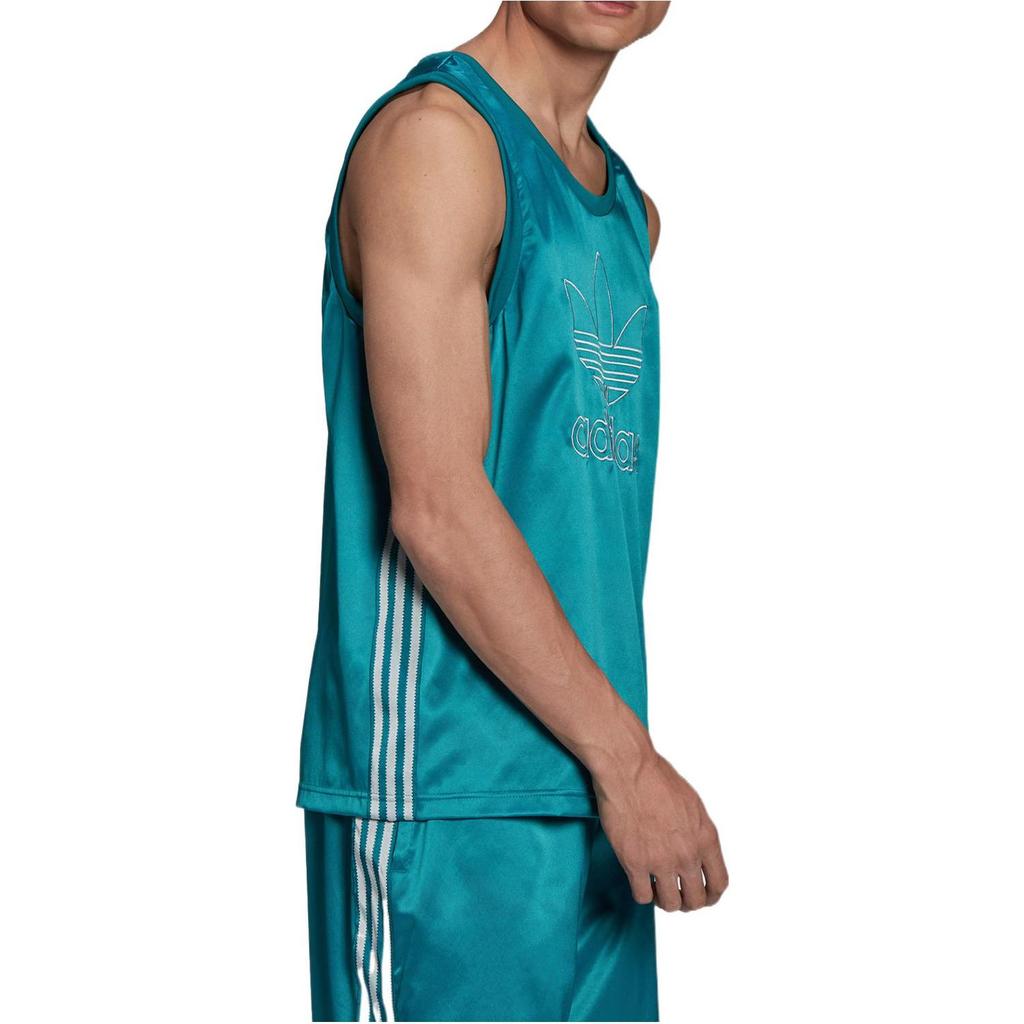 adidas Originals Trefoil Embroidered Crew Neck Sleeveless Vest Men Tops Blue H11436