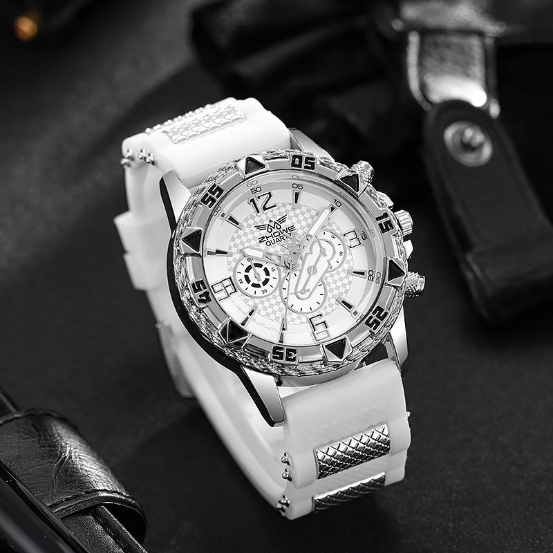 Business Blu-ray Men's Watch Men's Watch Large Dial Quartz Watch Watch Silicone Strap