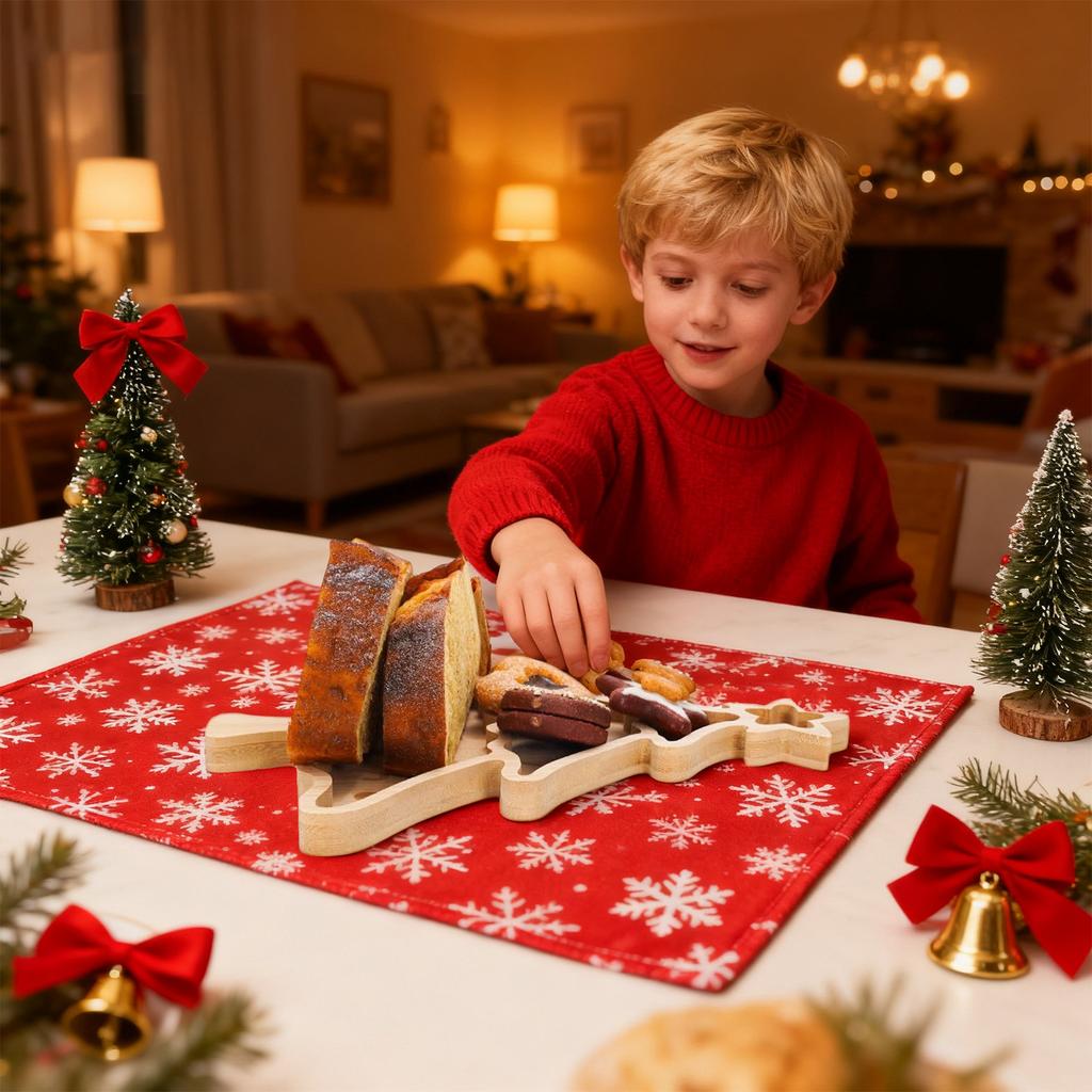 Podnos ve tvaru vánočního stromku, Dřevěný talíř, Kuchyňská potřeba Sváteční podnos, Servírovací mísa na dezerty ve tvaru vánočního stromku do kuchyně