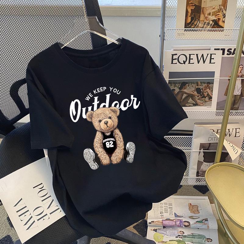 

2024 Женская футболка в европейском стиле оверсайз с круглым вырезом средней длины - Модный, свободный топ с короткими рукавами M