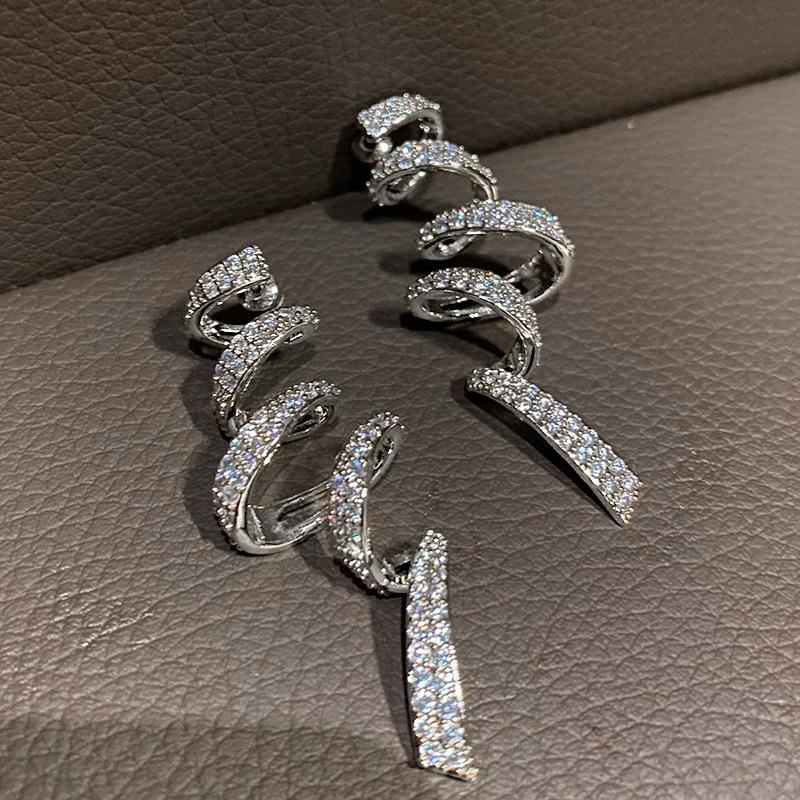 Exaggerated Earrings For Women, Banquet Dress Accessories, Zircon Sparkling Line Jewelry