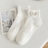 Ladies Spring and Summer All Match Waist Sports Embroidery Love Short Tube Boat Socks
