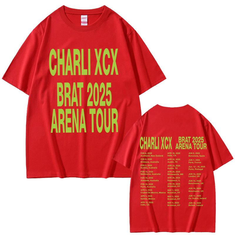 2025 Summer Charli Xcx Brat Arena Tour T Shirts Mens Women Fashion Pop Music Cotton Oversized Short Sleeve Tshirt Streetwear