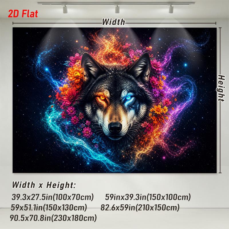1Pc Mystical Wolf Tapestry Wall Hanging, Decorative Fabric Poster for Bedroom, Living Room, Dorm & Home Decor