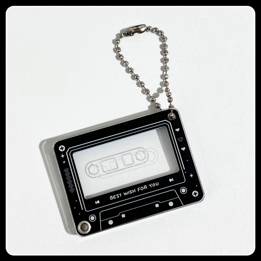 Music Player Photo Frame Keychain Acrylic Slide 1 Inch Photo Organizer Photocard Case Hanging Pendant for Bag