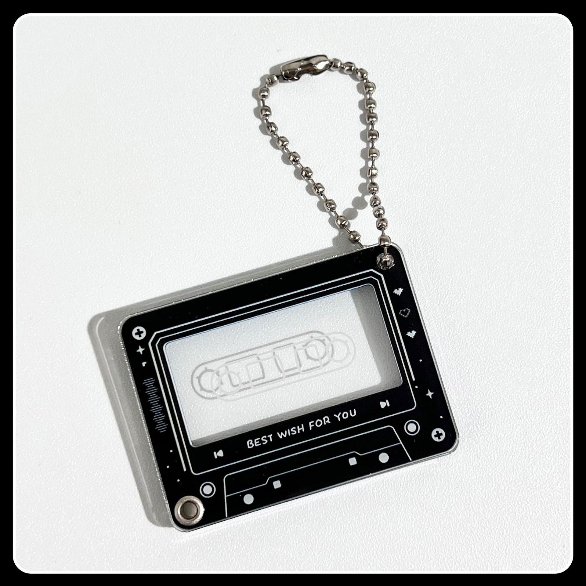 

Music Player Photo Frame Keychain Acrylic Slide 1 Inch Photo Organizer Photocard Case Hanging Pendant for Bag чорний