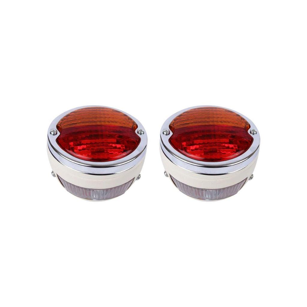 Apsmotiv 12V White Duolamp Tail Light Rear Stop Indicator Turn Signals & License Plate Amber Red Lens Chrome Ring for Ford Model A Hot Street Rat Rod