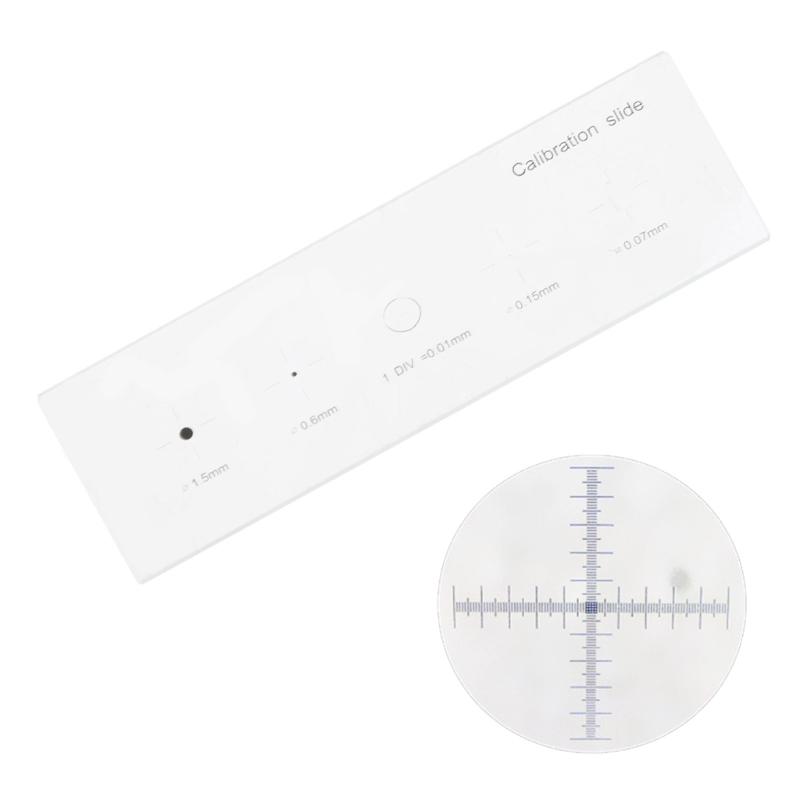 0.01mm Microscope Slides Reticle Calibrating Slide Ruler Cross Microscope Calibration Ruler Stage Micrometer with 4Scale