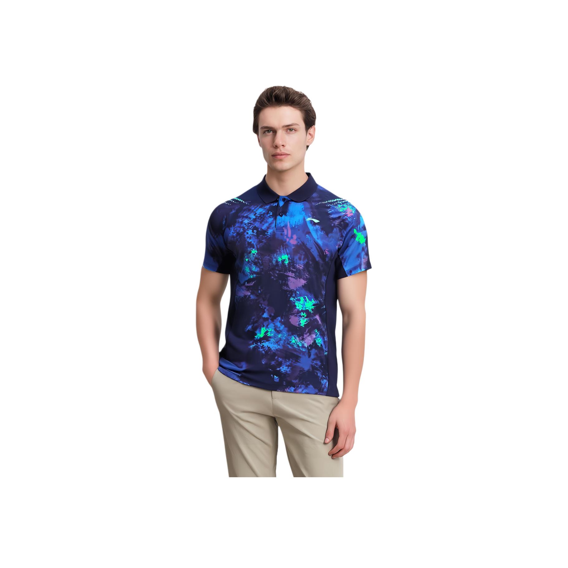 Li-Ning Comfortable Quick-Dry Breathable Short Sleeve Polo Shirt Unisex Polo Shirts Light-Blue APLV051-1 S