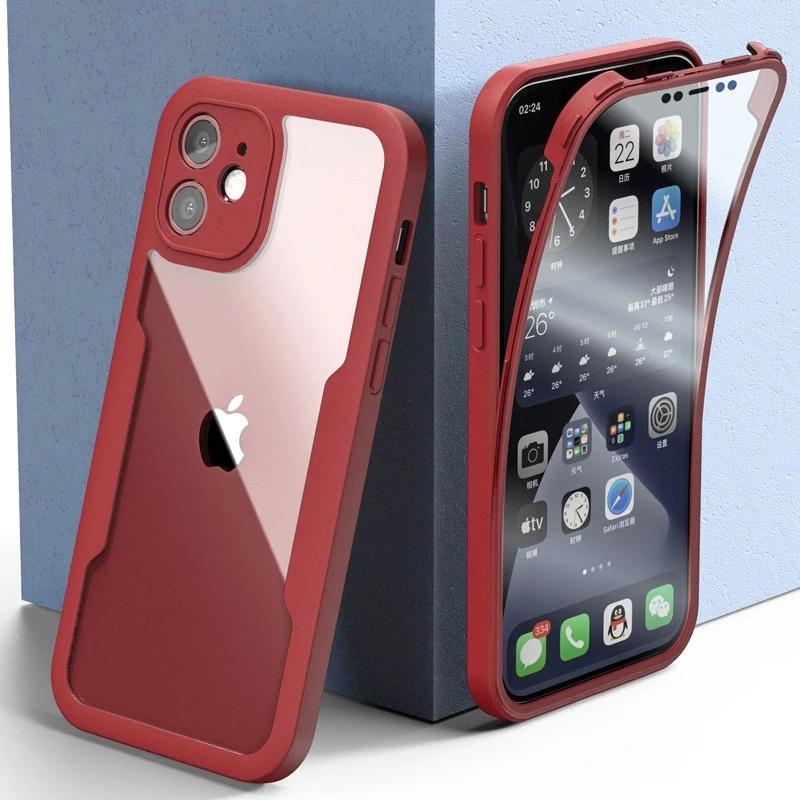 360 Full Body Front+Back Clear Case For iPhone 16 15 14 Pro Max 13 11 12 Pro 16E XS Max  XR 7 8 Plus SE Bumper Shockproof Cover