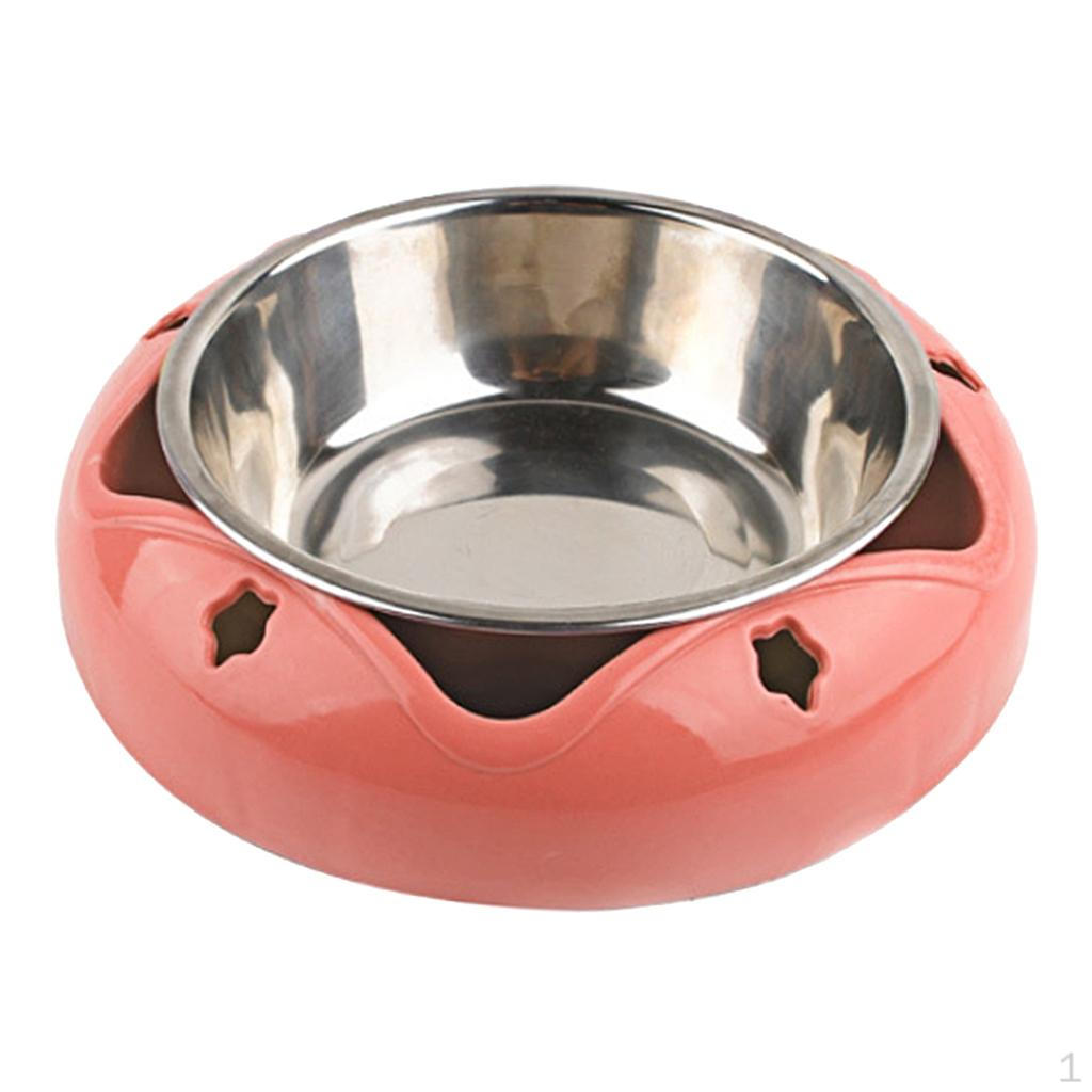 cat and dog Eating Food Bowl Stainless Steel красный