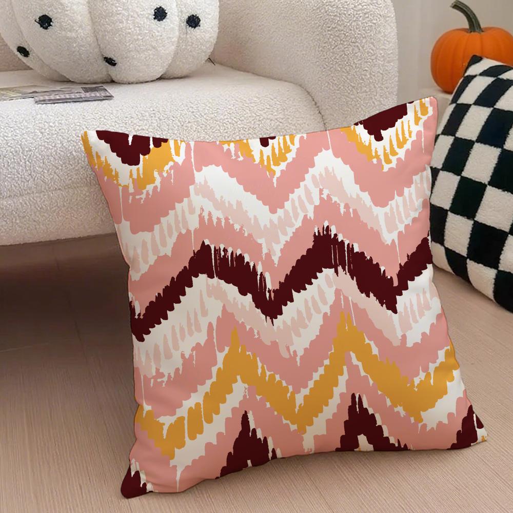 Boho Textile Pattern BBohemian Ethnic Prints Cushion Cover Throw Pillow Cover Hidden Button Durable Polyester Chair Cushion