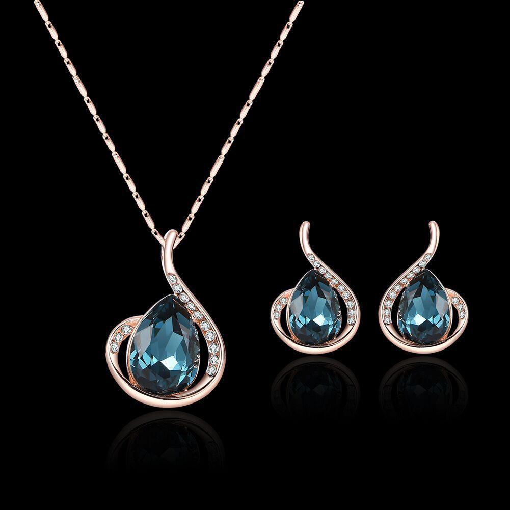 1set/3pcs (Necklace + Earrings) Women's Elegant Jewelry Set Fashion Versatile Diamond Crystal Gourd Jewelry Set