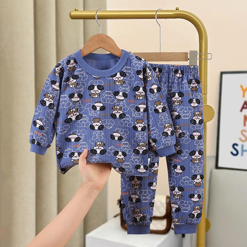 Autumn Jacquard Cotton Set for Boys and Girls, Long Sleeved Underwear, Autumn Clothes, Autumn Pants, Children's Pajamas, Home Clothes