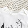 Säugling Baby Junge "Abenteuer erwartet" Aufdruck Kurzarm Baumwoll-Body & Hut & Freizeit-Hosen Outfit-Set