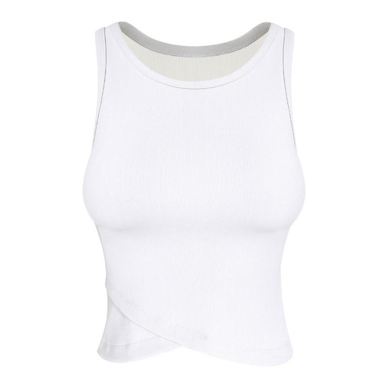 2023 Slim Fit Ribbed Yoga Vest - Summer Sleeveless Sport Top with Wide Straps & Round Neck