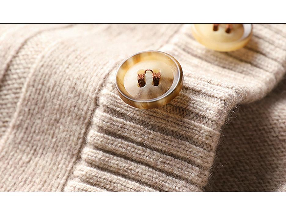 Men's Stand Collar Four-Button Jacquard Wool Sweater, Winter 2025 Fashion for Young and Middle-Aged, Casual Base Layer