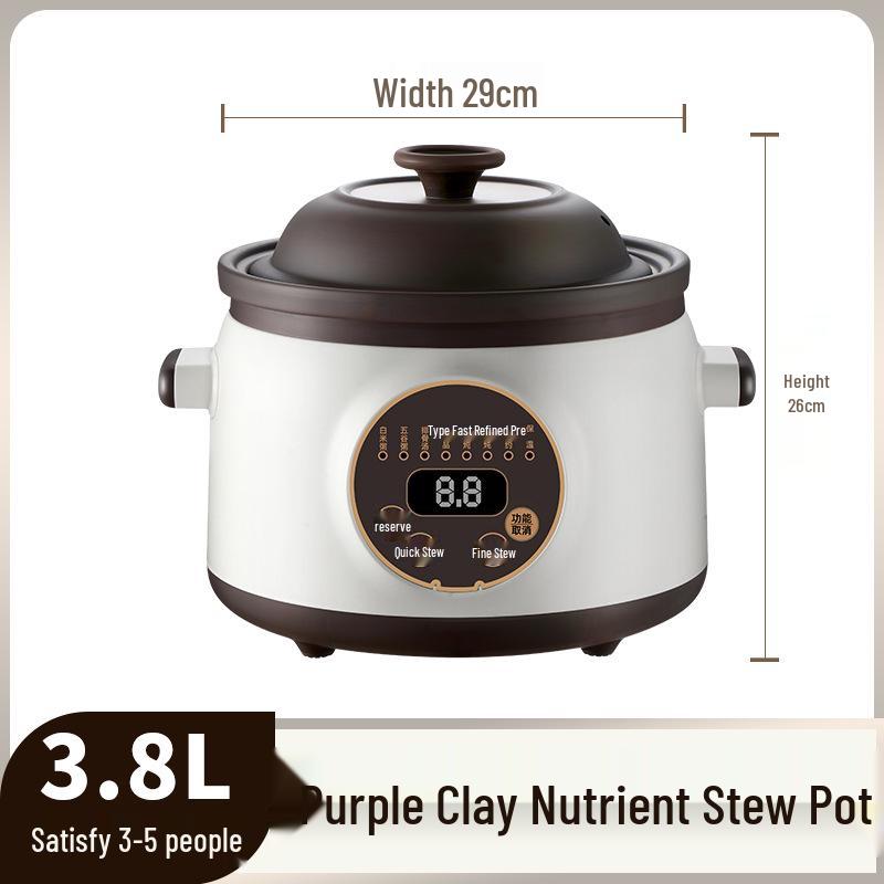 Porridge & Soup Stewing Electric Purple Clay Pot - Multifunctional Ceramic Health Cooker