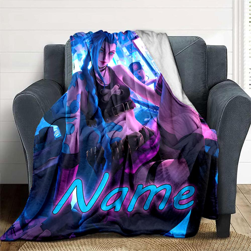 Customiz Name Personality League of Legends Jinx Blanket Soft &Warm Sofa Office Bed Travel Lunch Break Blanket, Gift Suitable All Seasons