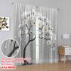 Set Of 2 Flat Printing Curtain White Flower Tree Protecting Privacy Birthday Party Use Room Parties Decor Polyester