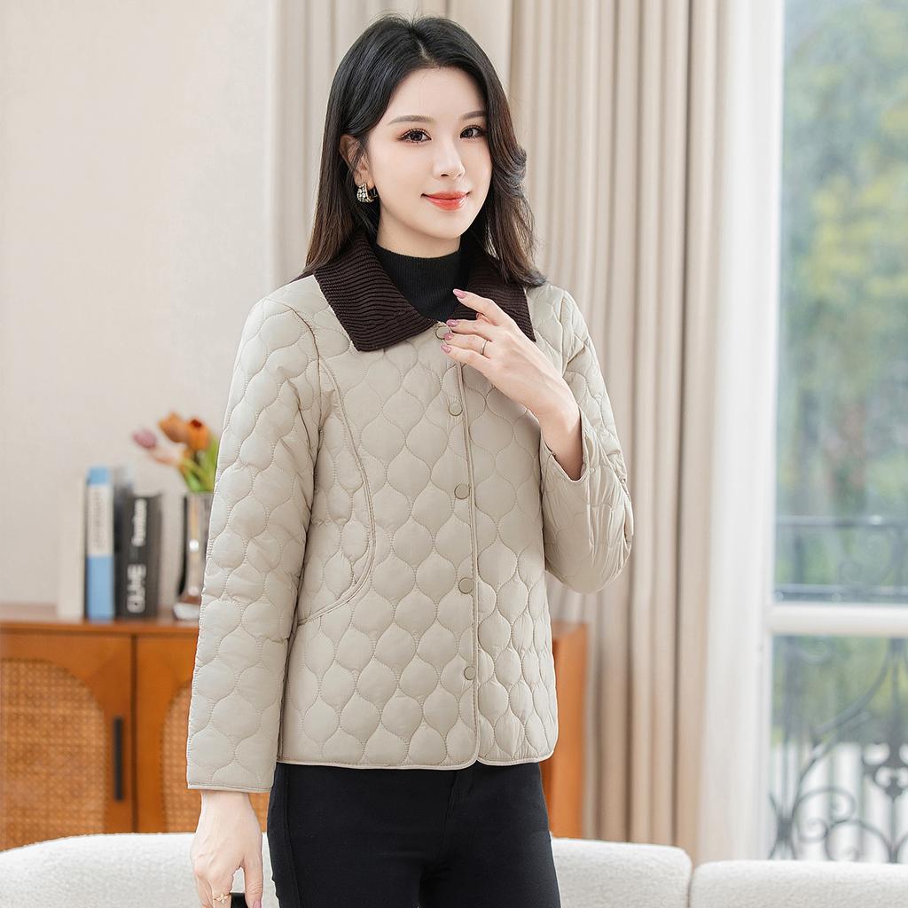Warm fashion foreign style autumn and winter new middle-aged and elderly down cotton clothes lapel light short cotton clothes mother coat