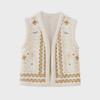 2023 Autumn/Winter Ethnic Style Retro Print Velvet Slim Fit Vest Jacket