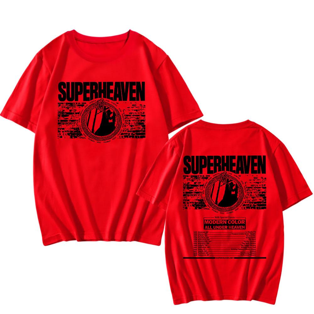 Camiseta unisex de la gira 2026 de la banda de rock SUPERHEAVEN Streetwear de algodón Moda de verano Camisetas Hip Hop Manga corta para Hombre/Mujer Camiseta