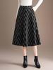 High-Waisted Woolen Plaid A-Line Skirt: Long, Stylish Autumn/Winter Women's Skirt