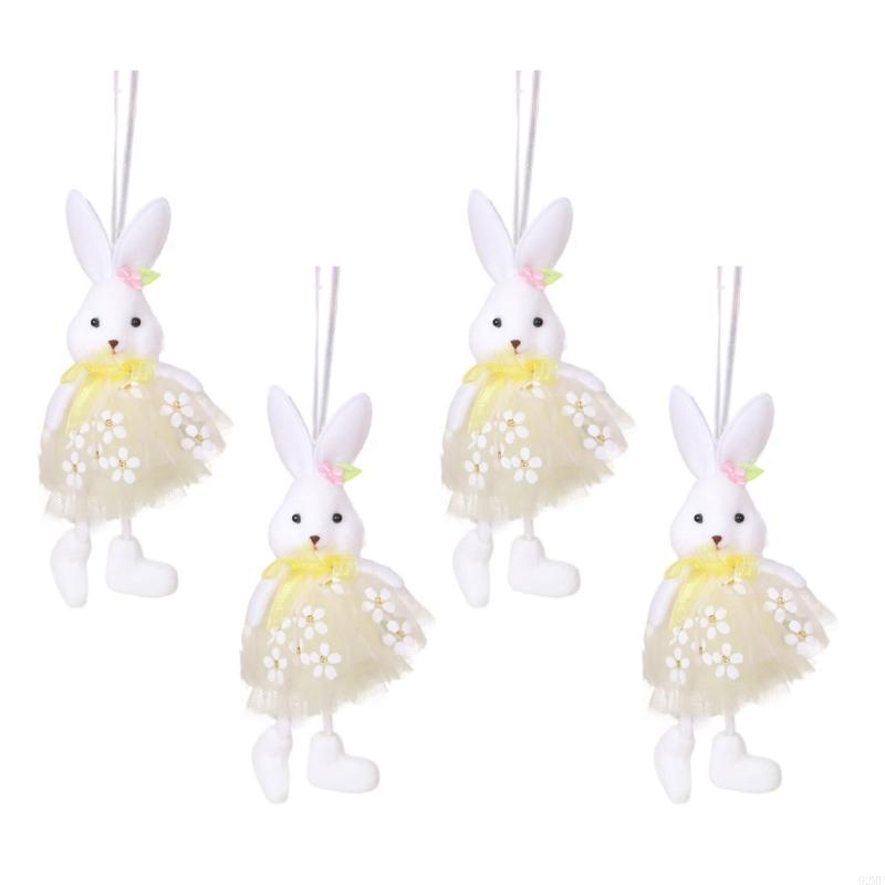 92MF 4Pcs Holiday Bunnies Ornaments Multicolor Hanging Decorations for Party