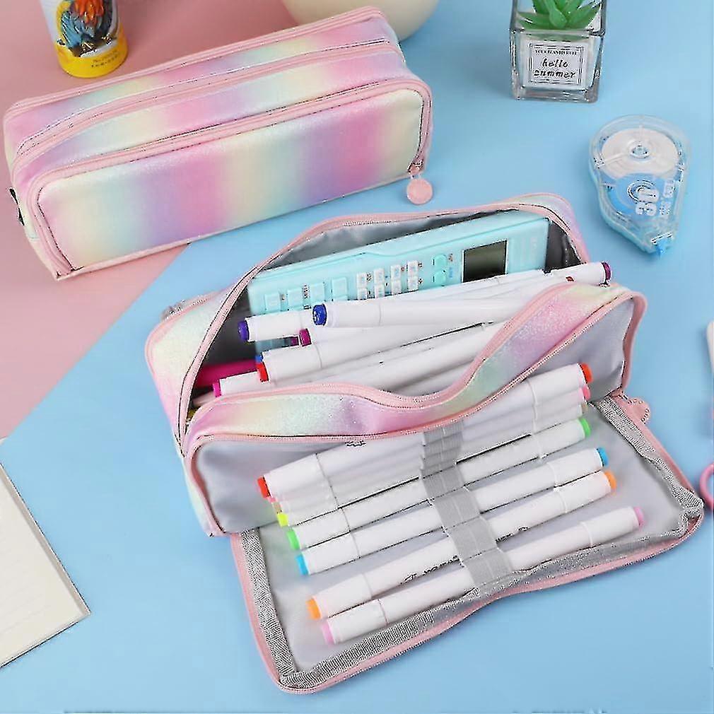 Large Pencil Case, Three-grid Pencil Case, Large-capacity Pencil Case, Makeup Bag (color) D