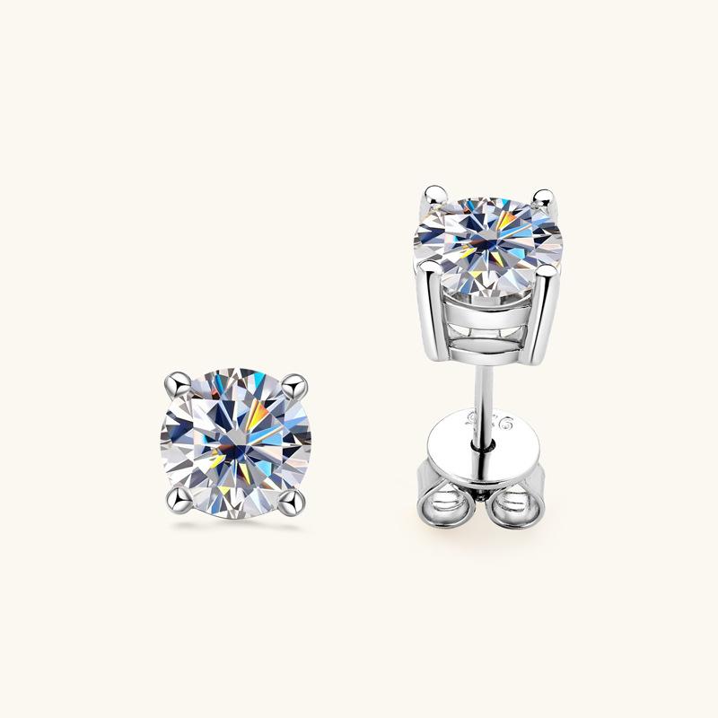 Gica Gema Japanese And Korean Simple S925 Style Classic Four Claw Moissanstone Earrings For Men And Women Valentine's Day Gift