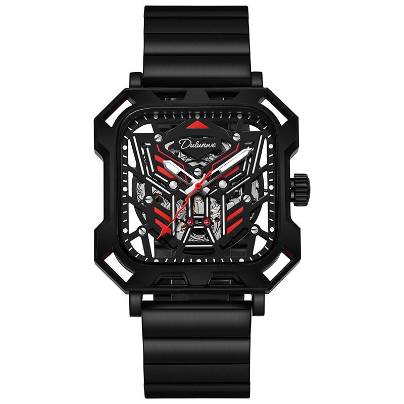 Square Skeleton Dial Automatic Watch Men Luxury Mechanical Men's Watches Luminous Waterproof Solid Steel Strap Relogio