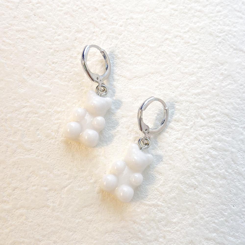 Gradient Chic Resin Bear Earrings Creative Animal Shape For Women