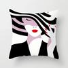 Black and White Geometric Portrait Pillowcase Home Sofa Office Cushion  Cover  Decor Car Decoration