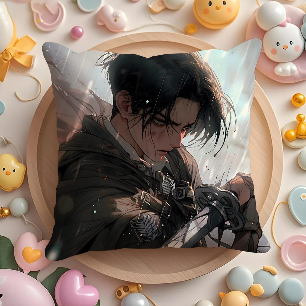 L-Levi Anime A-Ackerman Cushion Cover Home & Car Multi-Scene Pillow Cover - Reversible, Soft & Durable for Daily Use