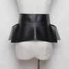 Women Dress Belt Fashion Chic Pu Leather Pleated Skirt Peplum Cincher Belt Wide Waistband Skirt Belt Leather Cummerbunds