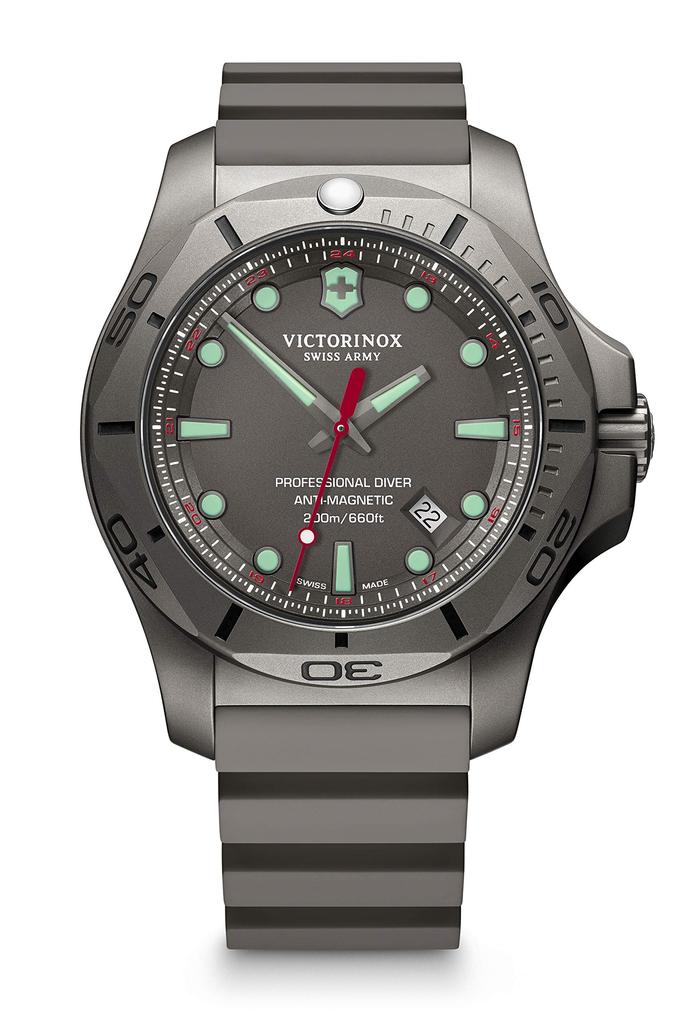 VICTORINOX Uhr PROFESSIONAL DIVER TITANIUM Sandgestrahltes Titangehäuse Graues Zifferblatt Graues Kautschukarmband Geschenk 241810 INOX. [