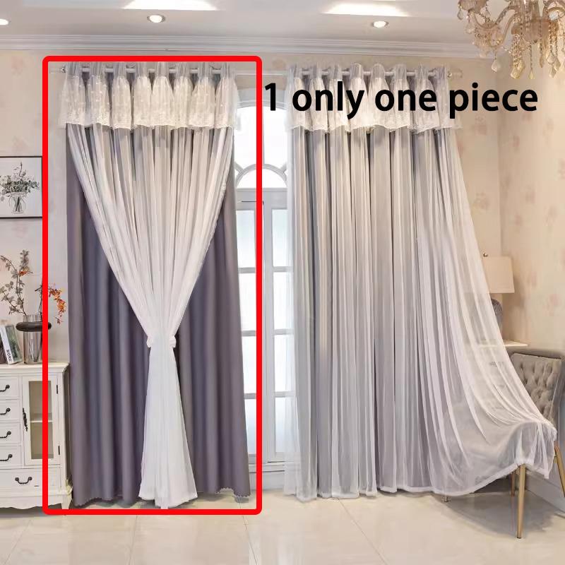 Simple Internet celebrity princess style double-layer gauze bedroom girl curtains balcony bay window blackout curtains