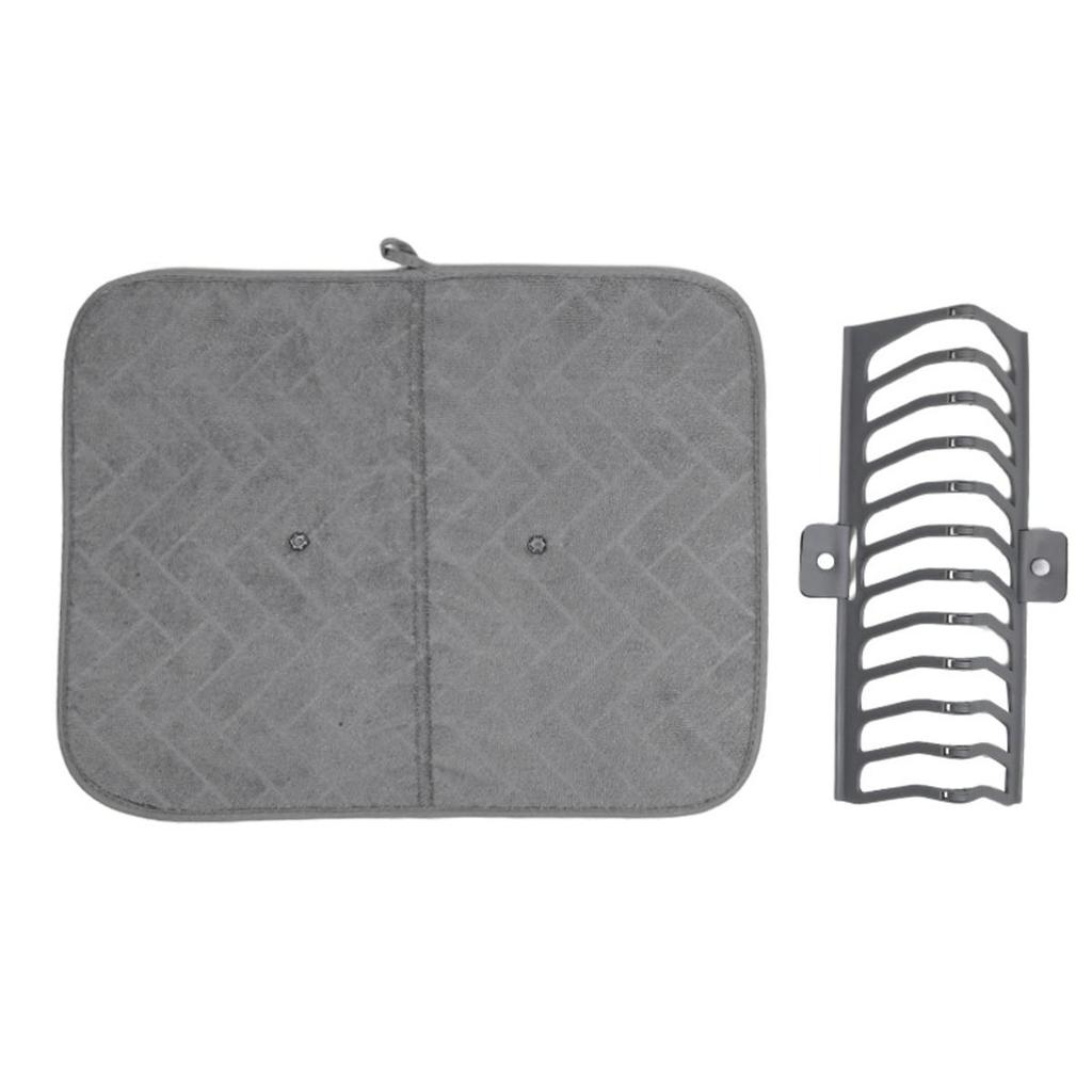 Dish Drying Mat and Rack Super Absorbent Kitchen Draining Pad for Pot Plate Pan Bowl Utensils Cookware Vegetable