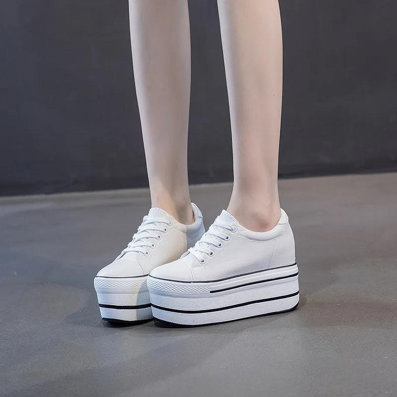 Fashion High Quality 2024 Platform Shoes Women Spring Autumn Women's Boots Fashion Canvas Shoes Breathable Women Super High Single Shoes