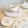 1Pc British Style Flower Printed Round Cotton Woven Insulation Pad Table Plate Mat Dinner Placemat Dish Cup Coaster
