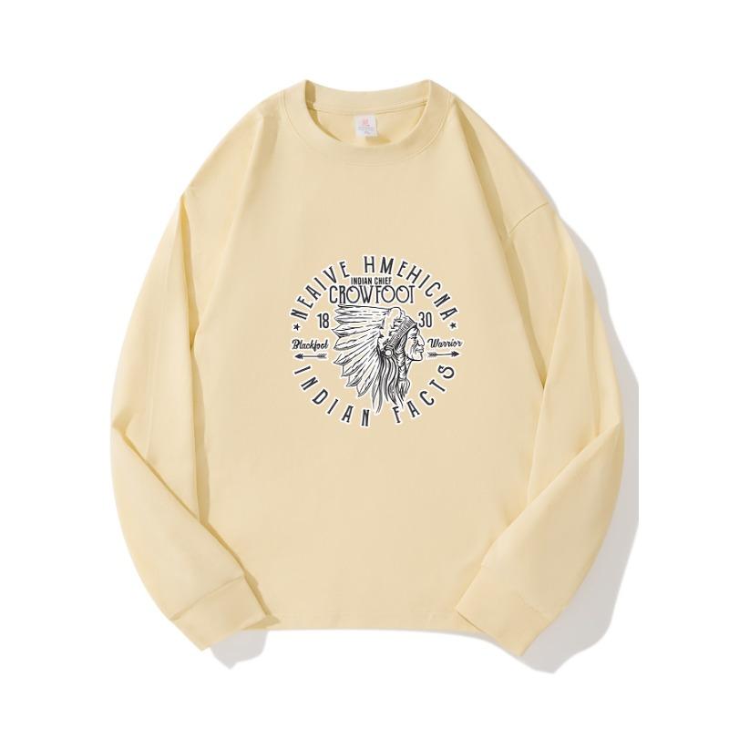 

CROW Autumn Clothing Длинные рукава из чистого хлопка, новый мужской и женский топ, весенний внутренний слой, базовая рубашка, футболка с круглым вырезом и длинными рукавами XXL бежевый