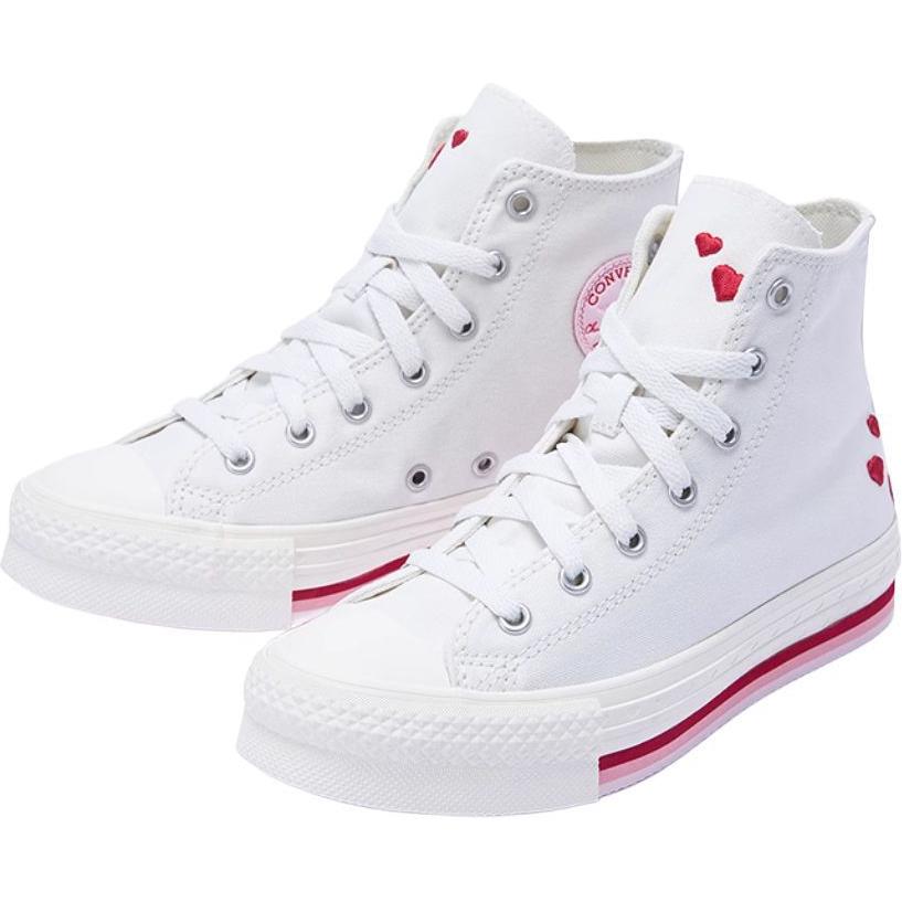 Converse Chuck Taylor All Star Lift Platform High GS Valentines Day 2025 Kids Sneakers Cream Vintage-White Red A10716C