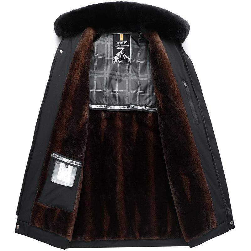 Men's Winter Padded Thickened Cotton Down Jacket Middle-aged Men's Medium-length Business Warm Coat