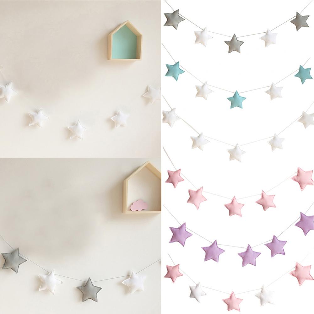 Cute Nordic 5Pcs Stars Hanging Ornaments Banner Bunting Party Kid Bed Room Decor