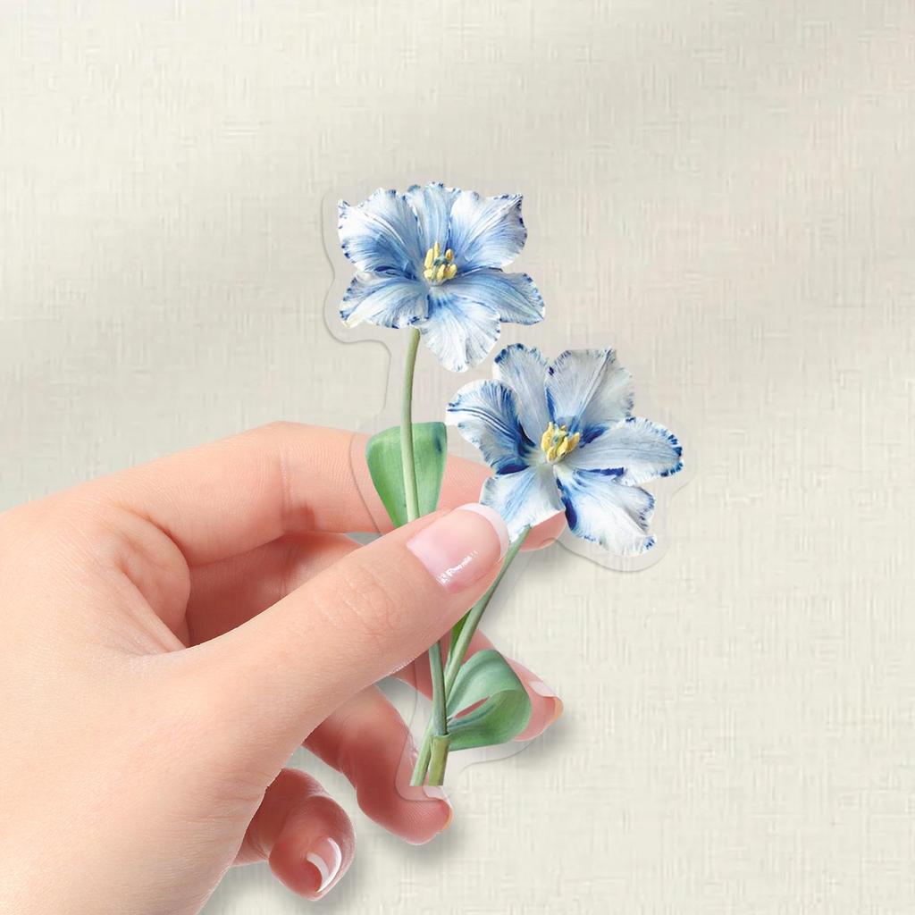 50 Adesivi Trasparenti in PET Impermeabili: Disegni Floreali e Vegetali per Decorazioni in Stile INS e Coreano su Cover per Cellulari e Laptop.