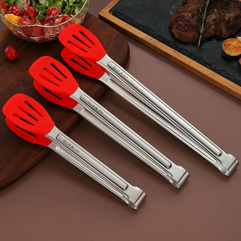 Silicone Hollow Head BBQ Tongs Bread Steak Clips Nonstick Meat Salad Clamp for Home Cooking Utensils Kitchen Accessories